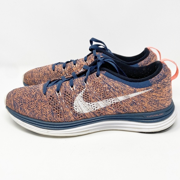 NIKE | Flyknit Lunar 1 Orange Navy 7.5 Athletic - Picture 5 of 13